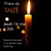 Prière de Taizé, jeudi 16 mai à 20h, ouvert à tous.